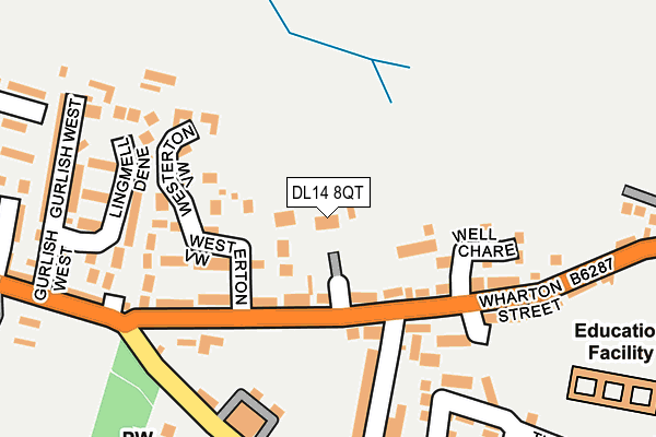 DL14 8QT map - OS OpenMap – Local (Ordnance Survey) DL14 8QT map - OS OpenMap – Local (Ordnance Survey)