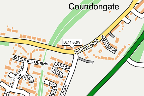 DL14 8QW map - OS OpenMap – Local (Ordnance Survey) DL14 8QW map - OS OpenMap – Local (Ordnance Survey)