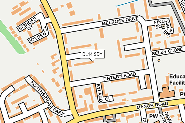 DL14 9DY map - OS OpenMap – Local (Ordnance Survey) DL14 9DY map - OS OpenMap – Local (Ordnance Survey)