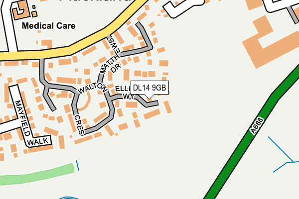 DL14 9GB map - OS OpenMap – Local (Ordnance Survey) DL14 9GB map - OS OpenMap – Local (Ordnance Survey)