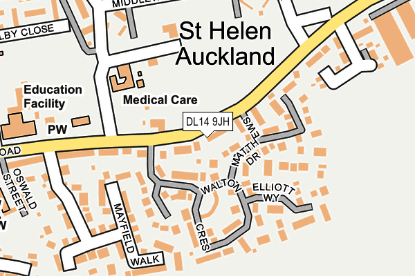 DL14 9JH map - OS OpenMap – Local (Ordnance Survey) DL14 9JH map - OS OpenMap – Local (Ordnance Survey)
