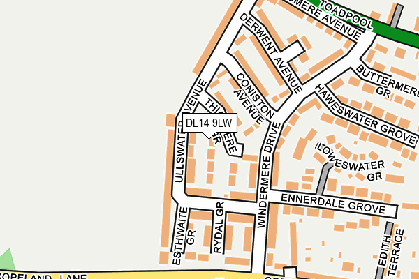 DL14 9LW map - OS OpenMap – Local (Ordnance Survey) DL14 9LW map - OS OpenMap – Local (Ordnance Survey)