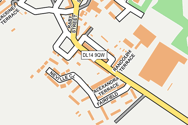 DL14 9QW map - OS OpenMap – Local (Ordnance Survey) DL14 9QW map - OS OpenMap – Local (Ordnance Survey)