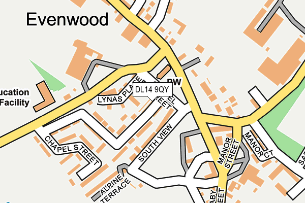 DL14 9QY map - OS OpenMap – Local (Ordnance Survey) DL14 9QY map - OS OpenMap – Local (Ordnance Survey)