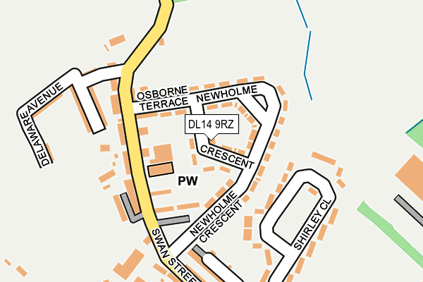 DL14 9RZ map - OS OpenMap – Local (Ordnance Survey) DL14 9RZ map - OS OpenMap – Local (Ordnance Survey)
