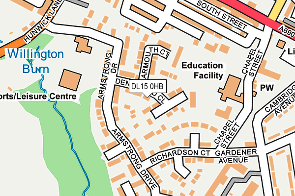 DL15 0HB map - OS OpenMap – Local (Ordnance Survey) DL15 0HB map - OS OpenMap – Local (Ordnance Survey)