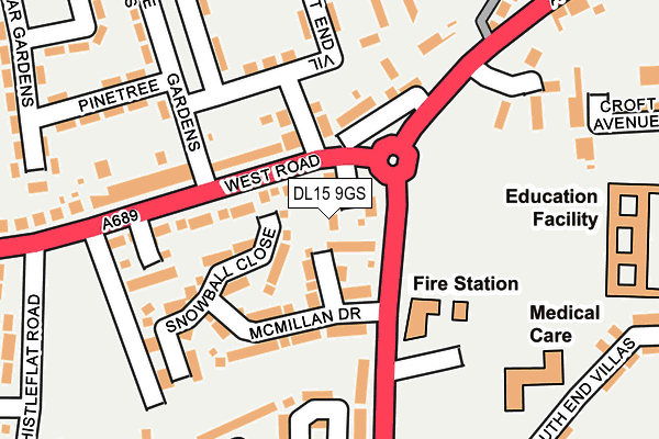 DL15 9GS map - OS OpenMap – Local (Ordnance Survey)