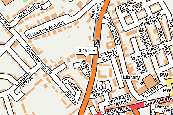 DL15 9JR map - OS OpenMap – Local (Ordnance Survey) DL15 9JR map - OS OpenMap – Local (Ordnance Survey)