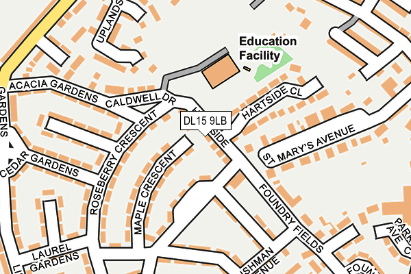 DL15 9LB map - OS OpenMap – Local (Ordnance Survey) DL15 9LB map - OS OpenMap – Local (Ordnance Survey)