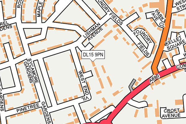 DL15 9PN map - OS OpenMap – Local (Ordnance Survey) DL15 9PN map - OS OpenMap – Local (Ordnance Survey)