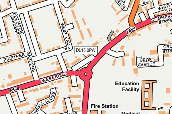 DL15 9PW map - OS OpenMap – Local (Ordnance Survey)