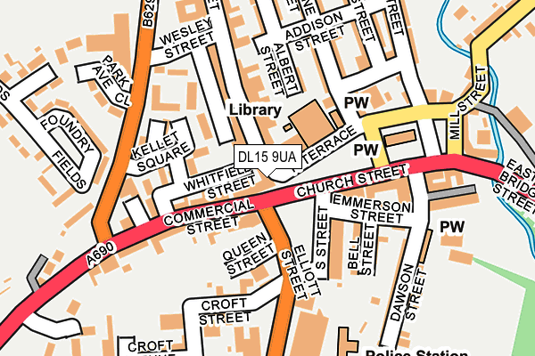 DL15 9UA map - OS OpenMap – Local (Ordnance Survey) DL15 9UA map - OS OpenMap – Local (Ordnance Survey)