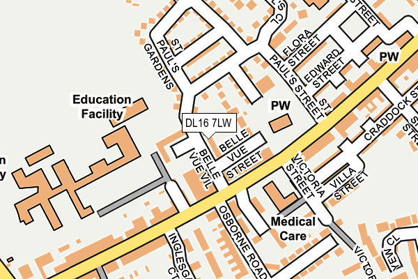 DL16 7LW map - OS OpenMap – Local (Ordnance Survey) DL16 7LW map - OS OpenMap – Local (Ordnance Survey)