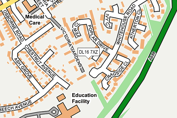 DL16 7XZ map - OS OpenMap – Local (Ordnance Survey) DL16 7XZ map - OS OpenMap – Local (Ordnance Survey)