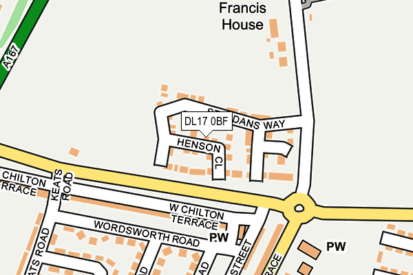 DL17 0BF map - OS OpenMap – Local (Ordnance Survey) DL17 0BF map - OS OpenMap – Local (Ordnance Survey)