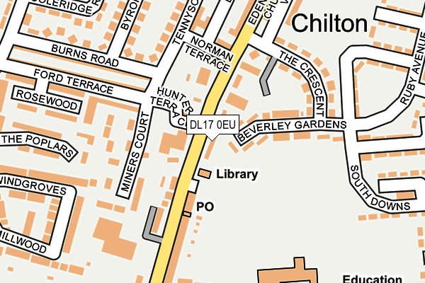 DL17 0EU map - OS OpenMap – Local (Ordnance Survey) DL17 0EU map - OS OpenMap – Local (Ordnance Survey)