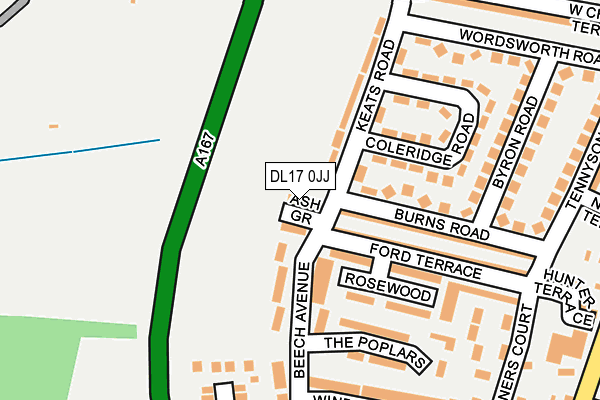 DL17 0JJ map - OS OpenMap – Local (Ordnance Survey) DL17 0JJ map - OS OpenMap – Local (Ordnance Survey)