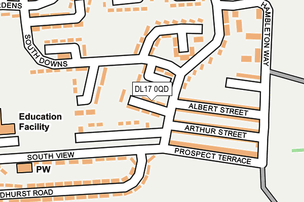 DL17 0QD map - OS OpenMap – Local (Ordnance Survey) DL17 0QD map - OS OpenMap – Local (Ordnance Survey)