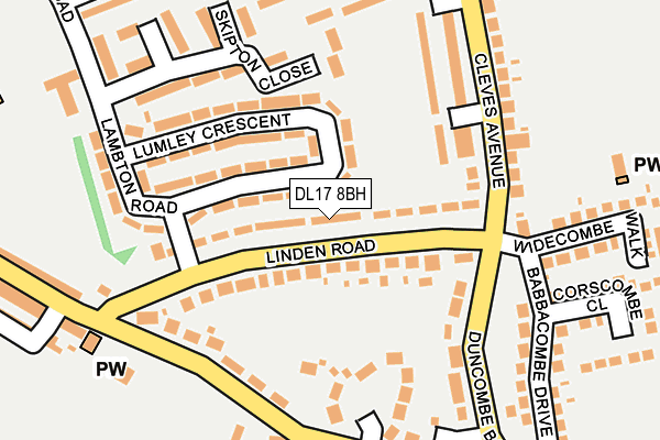 DL17 8BH map - OS OpenMap – Local (Ordnance Survey) DL17 8BH map - OS OpenMap – Local (Ordnance Survey)
