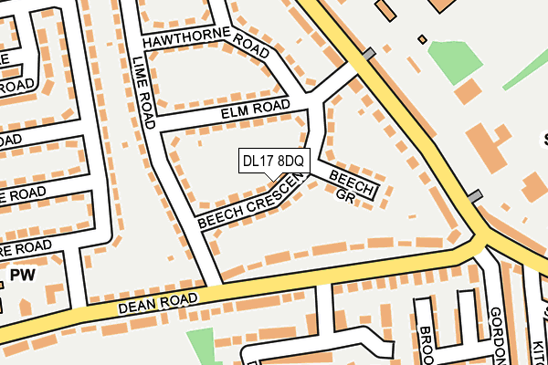 DL17 8DQ map - OS OpenMap – Local (Ordnance Survey) DL17 8DQ map - OS OpenMap – Local (Ordnance Survey)