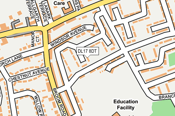 DL17 8DT map - OS OpenMap – Local (Ordnance Survey) DL17 8DT map - OS OpenMap – Local (Ordnance Survey)