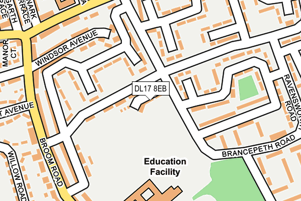 DL17 8EB map - OS OpenMap – Local (Ordnance Survey) DL17 8EB map - OS OpenMap – Local (Ordnance Survey)