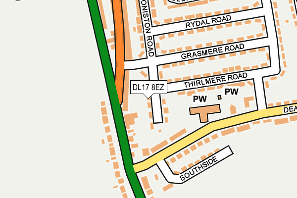DL17 8EZ map - OS OpenMap – Local (Ordnance Survey) DL17 8EZ map - OS OpenMap – Local (Ordnance Survey)