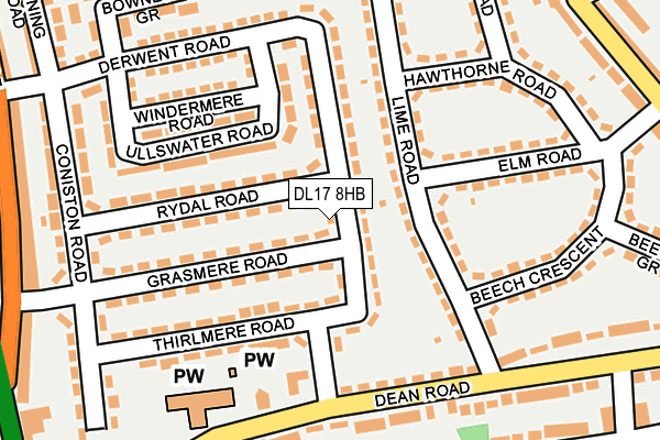 DL17 8HB map - OS OpenMap – Local (Ordnance Survey) DL17 8HB map - OS OpenMap – Local (Ordnance Survey)