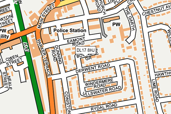 DL17 8HJ map - OS OpenMap – Local (Ordnance Survey) DL17 8HJ map - OS OpenMap – Local (Ordnance Survey)