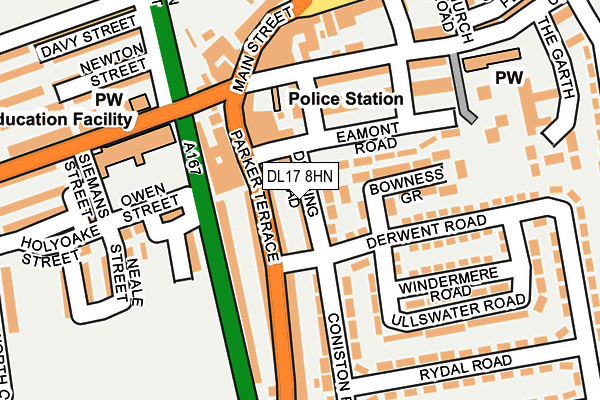DL17 8HN map - OS OpenMap – Local (Ordnance Survey) DL17 8HN map - OS OpenMap – Local (Ordnance Survey)
