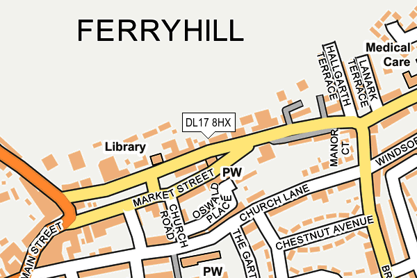 DL17 8HX map - OS OpenMap – Local (Ordnance Survey) DL17 8HX map - OS OpenMap – Local (Ordnance Survey)