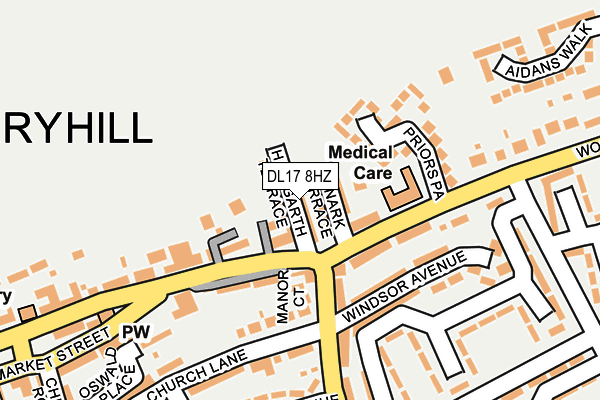 DL17 8HZ map - OS OpenMap – Local (Ordnance Survey) DL17 8HZ map - OS OpenMap – Local (Ordnance Survey)
