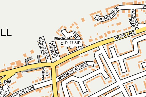 DL17 8JD map - OS OpenMap – Local (Ordnance Survey) DL17 8JD map - OS OpenMap – Local (Ordnance Survey)