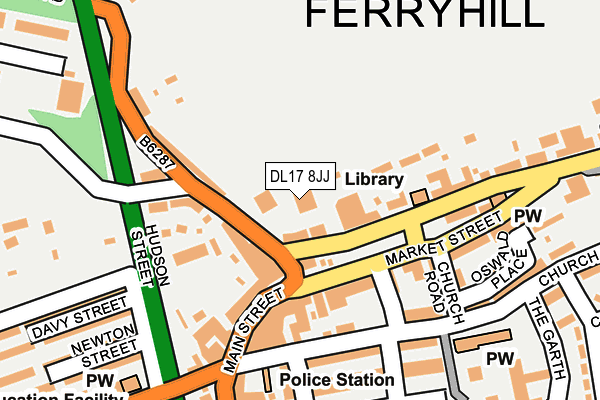 DL17 8JJ map - OS OpenMap – Local (Ordnance Survey) DL17 8JJ map - OS OpenMap – Local (Ordnance Survey)