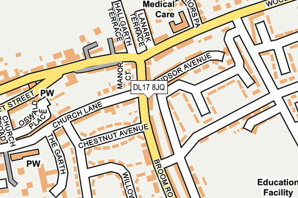 DL17 8JQ map - OS OpenMap – Local (Ordnance Survey) DL17 8JQ map - OS OpenMap – Local (Ordnance Survey)