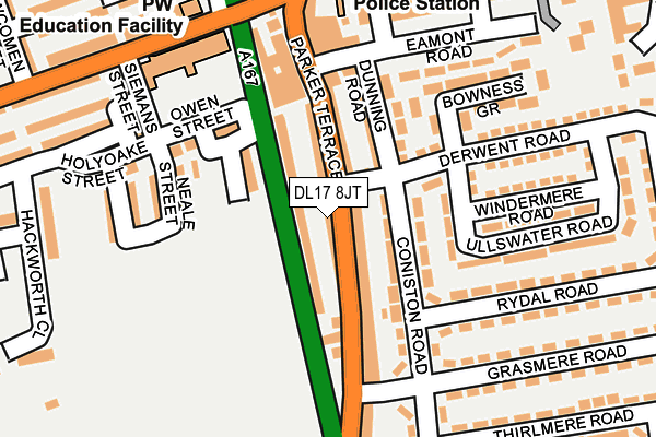 DL17 8JT map - OS OpenMap – Local (Ordnance Survey) DL17 8JT map - OS OpenMap – Local (Ordnance Survey)