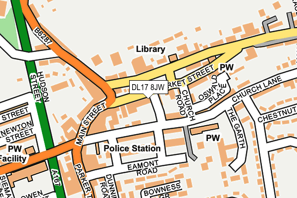 DL17 8JW map - OS OpenMap – Local (Ordnance Survey) DL17 8JW map - OS OpenMap – Local (Ordnance Survey)