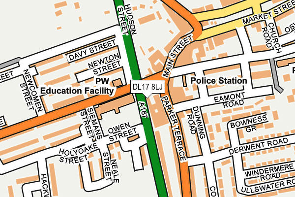 DL17 8LJ map - OS OpenMap – Local (Ordnance Survey)