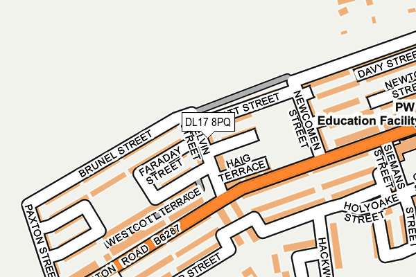 DL17 8PQ map - OS OpenMap – Local (Ordnance Survey) DL17 8PQ map - OS OpenMap – Local (Ordnance Survey)