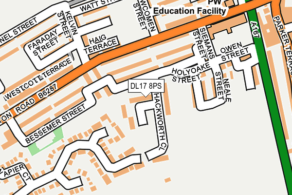 DL17 8PS map - OS OpenMap – Local (Ordnance Survey) DL17 8PS map - OS OpenMap – Local (Ordnance Survey)