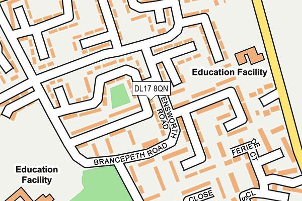 DL17 8QN map - OS OpenMap – Local (Ordnance Survey) DL17 8QN map - OS OpenMap – Local (Ordnance Survey)
