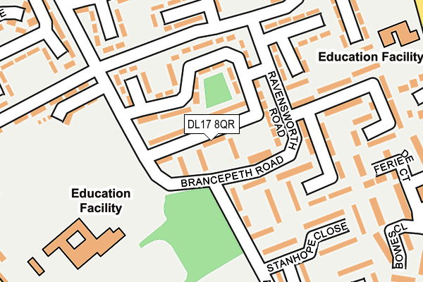 DL17 8QR map - OS OpenMap – Local (Ordnance Survey) DL17 8QR map - OS OpenMap – Local (Ordnance Survey)