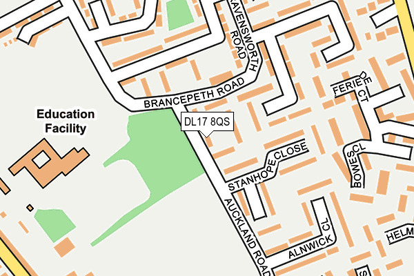 DL17 8QS map - OS OpenMap – Local (Ordnance Survey) DL17 8QS map - OS OpenMap – Local (Ordnance Survey)