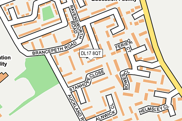 DL17 8QT map - OS OpenMap – Local (Ordnance Survey) DL17 8QT map - OS OpenMap – Local (Ordnance Survey)