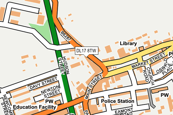 DL17 8TW map - OS OpenMap – Local (Ordnance Survey) DL17 8TW map - OS OpenMap – Local (Ordnance Survey)