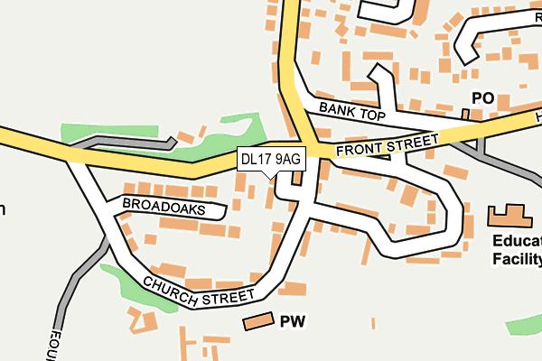 DL17 9AG map - OS OpenMap – Local (Ordnance Survey) DL17 9AG map - OS OpenMap – Local (Ordnance Survey)