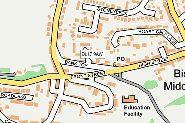 DL17 9AW map - OS OpenMap – Local (Ordnance Survey) DL17 9AW map - OS OpenMap – Local (Ordnance Survey)