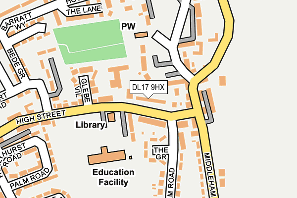 DL17 9HX map - OS OpenMap – Local (Ordnance Survey) DL17 9HX map - OS OpenMap – Local (Ordnance Survey)