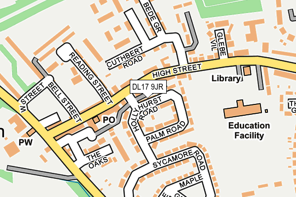 DL17 9JR map - OS OpenMap – Local (Ordnance Survey) DL17 9JR map - OS OpenMap – Local (Ordnance Survey)