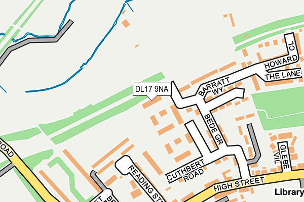 DL17 9NA map - OS OpenMap – Local (Ordnance Survey) DL17 9NA map - OS OpenMap – Local (Ordnance Survey)